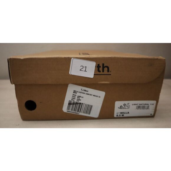 Earth Women's 8.5M Light Natural/Beige Leather Willa Mid Cork Wedge Sandals - Picture 13 of 13